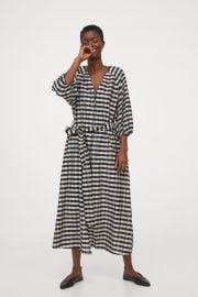 Lyocell-blend Dress in Dark Blue / Beige Checked at H&M