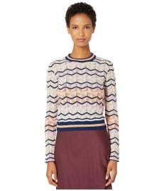 M Missoni Long Sleeve Top in Zigzag Stitch at Zappos