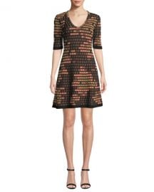 M Missoni Short-Sleeve Short Geometric Jacquard Dress at Neiman Marcus