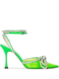 MACH amp MACH Double Bow 100mm Pointed Pumps Green at Farfetch