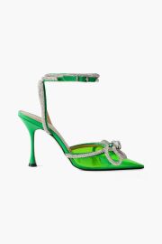 MACH amp MACH Double Bow crystal-embellished neon PVC and patent-leather pumps at The Outnet