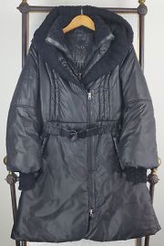 MACKAGE Size Medium Womens Wool Insulated Hooded Black Parka Belted Jacket Zip eBay at eBay