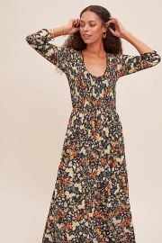 MAEVE ANTHROPOLOGIE Omya Colorful Smocked Ruched Sleeve Maxi Dress Sz XS at eBay