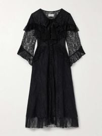MAISON MAYLE Majorelle tie-neck ruffled Chantilly lace maxi dress at Net a Porter
