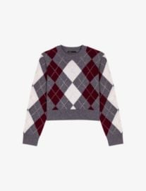 MAJE - Cropped Long-Sleeve Argyle Wool Jumper com at Selfridges