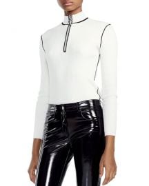 MAJE MANDOU RIBBED ZIP FRONT SWEATER at Bloomingdales