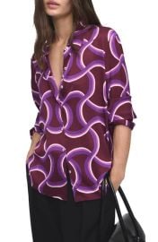MANGO Abstract Print Button-Up Shirt at Nordstrom