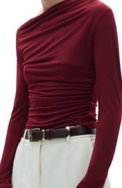 MANGO Asymmetric Gathered Long Sleeve Top at Nordstrom