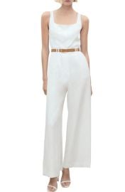 MANGO Belted Wide Leg Jumpsuit at Nordstrom