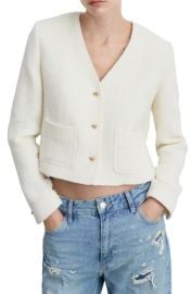 MANGO Cotton Blend Tweed Jacket at Nordstrom