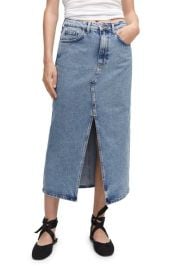 MANGO Denim Midi Skirt at Nordstrom