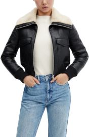 MANGO Faux Leather Faux Fur Bomber Jacket at Nordstrom