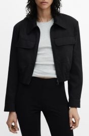 MANGO Insect Zip-Up Crop Bomber Jacket at Nordstrom