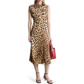 MANGO Leopard Print Sleeveless Midi Shirtdress at Nordstrom