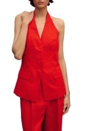 MANGO Limona Linen Halter Vest at Nordstrom