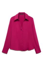 MANGO Long Sleeve Woven Satin Shirt at Nordstrom