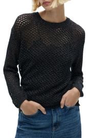MANGO Metallic Open Stitch Sweater at Nordstrom