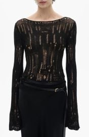 MANGO Open Stitch Ballet Neck Sweater at Nordstrom