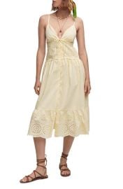 MANGO Openwork Detail Empire Waist Button Front Sundress at Nordstrom