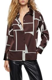 MANGO Print Satin Shirt at Nordstrom