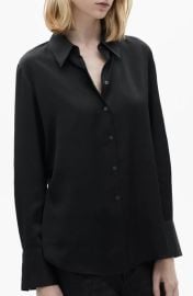 MANGO Satin Button-Up Shirt at Nordstrom