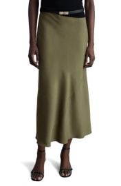 MANGO Satin Midi Skirt at Nordstrom