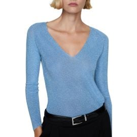 MANGO Shimmer V-Neck Sweater at Nordstrom