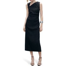 MANGO Sleeveless Asymmetric Linen Dress at Nordstrom