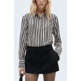 MANGO Stripe Button Front Shirt at Nordstrom