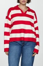 MANGO Stripe Polo Sweater at Nordstrom