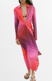 MANGO Tie Dye Long Sleeve Cover-Up Maxi Dress at Nordstrom