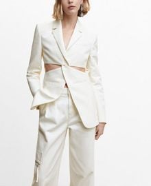 MANGO Women39s Cut-Out Detail Structured Blazer - Macy39s at Macys