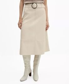 MANGO Womens Midi Faux Leather Skirt - Macys at Macys