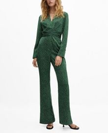 MANGO Womens Wrap V-Neckline Jumpsuit - Macys at Macys