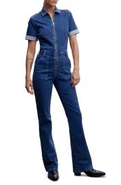 MANGO Zip Denim Jumpsuit at Nordstrom