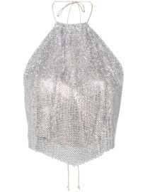 MANURI Paper Rock Chainmail Halterneck Top Silver at Farfetch