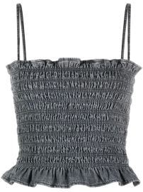 MARANT TOILE Daline Smocked Denim Tank Top - at Farfetch