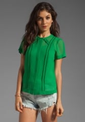 MARC BY MARC JACOBS Crystal Textured Silk Top in Gator Green at Revolve