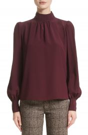 MARC JACOBS Bishop Sleeve Silk Cr  pe de Chine Blouse at Nordstrom