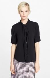 MARC JACOBS Elbow Sleeve Button Front Silk Blouse at Nordstrom