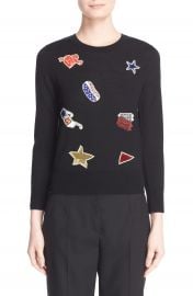 MARC JACOBS Embroidered Patch Wool Sweater at Nordstrom