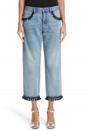 MARC JACOBS Pom Trim Crop Jeans at Nordstrom