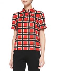 MARC by Marc Jacobs Toto Plaid Crepe Top at Neiman Marcus