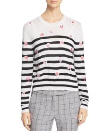 MARELLA RITA STRIPED FLORAL-EMBROIDERED SWEATER at Bloomingdales