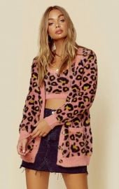 MARIELLE LEOPARD V NECK CARDIGAN at Planet Blue