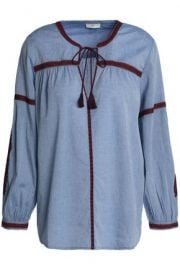 MARLEN EMBROIDERED COTTON-CHAMBRAY BLOUSE at The Outnet