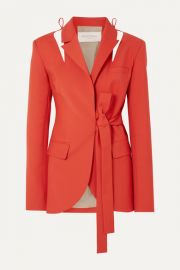 MATERIEL - Cutout belted wool-blend blazer at Net A Porter