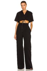 MATTHEW BRUCH Cutout Camp Jumpsuit in Black FWRD at FWRD