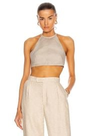 MATTHEW BRUCH Tie Halter Crop Top in Oatmeal  FWRD at Forward