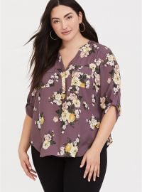 MAUVE PURPLE FLORAL GEORGETTE PULLOVER at Torrid